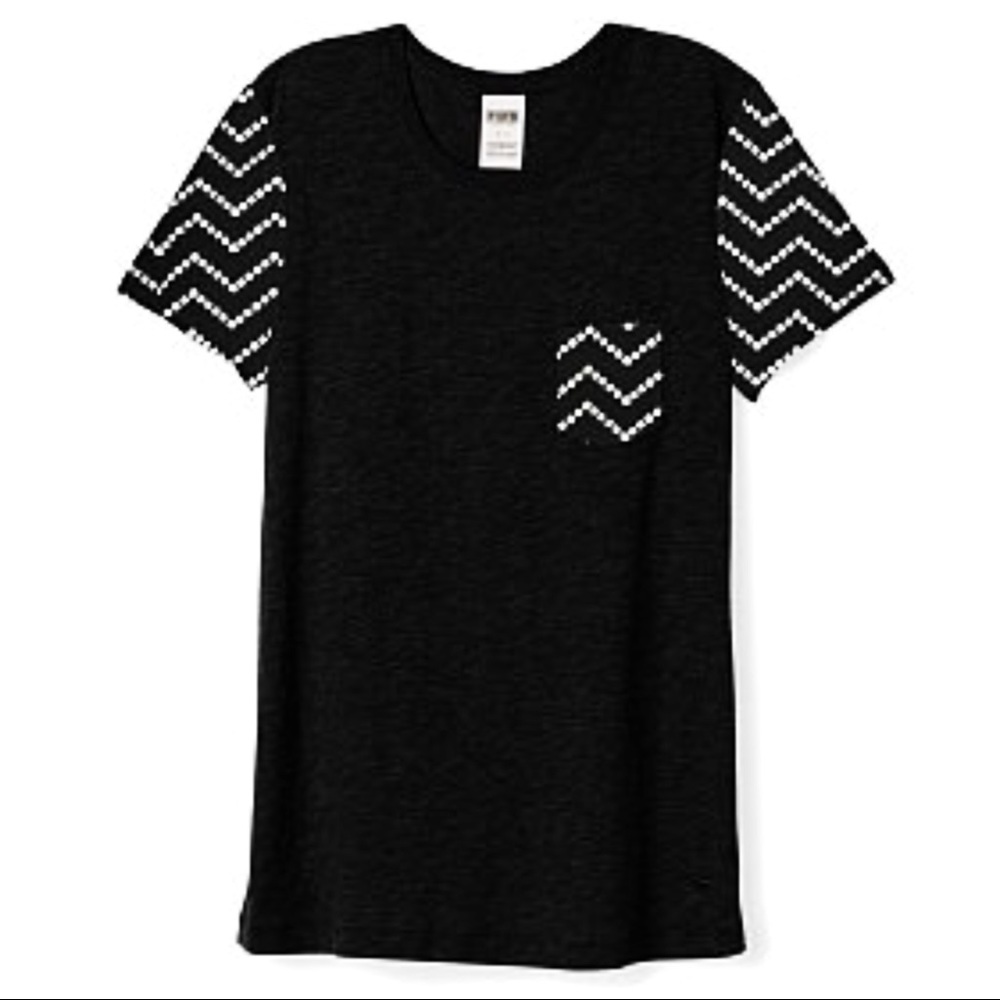 VS PINK striped short sleeve cotton pocket tee S